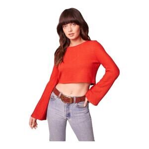 Band of the Free NWT Alize Unique Open Back Long Sleeve Crop Top Rust Small